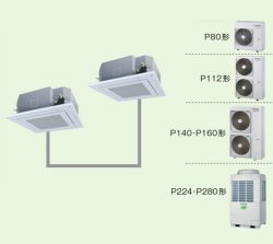 画像1: 大阪・業務用エアコン　東芝　4方向吹出し　同時ツイン　ワイヤードリモコン　一発節電　AUSB16065A　P160（6馬力）　スーパーパワーエコキュープ　三相200V