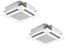 画像1: 大阪・業務用エアコン　三菱　寒冷地向けエアコン　てんかせ4方向　同時ツイン　ワイヤード　標準パネル　PLZX-HRP160EF　160形（6馬力）　三相200V　寒冷地向けインバーターズバ暖スリム