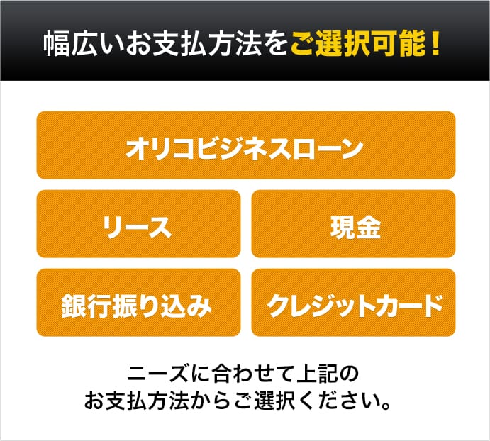 幅広いお支払方法をご選択可能！