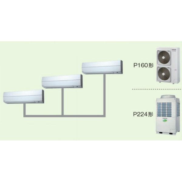 画像1: 大阪・業務用エアコン　東芝　かべかけ　同時トリブル　ワイヤレス　リモコン　AKEC16056X　P160（6馬力）　スマートエコR　三相200V (1)